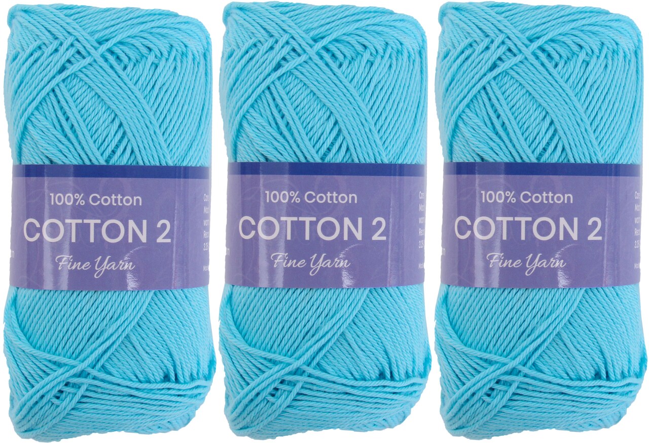 Threadart 100% Pure Cotton Crochet Yarn Size 2 | 50 gram Skeins |165 yds per Skein | Fine #2 | Singles, 3 Packs, & 6 Packs